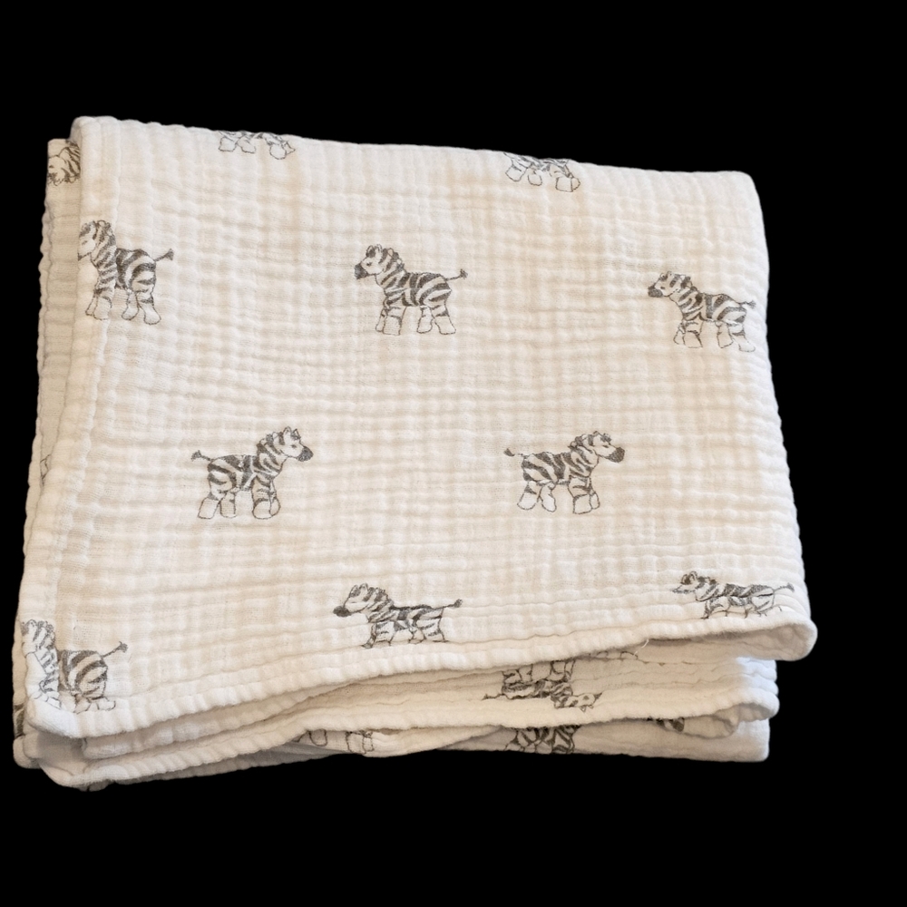 123 Swaddle Club Amazing Baby Zebra Receiving Swaddle Blanket 100% Cotton 40x40"